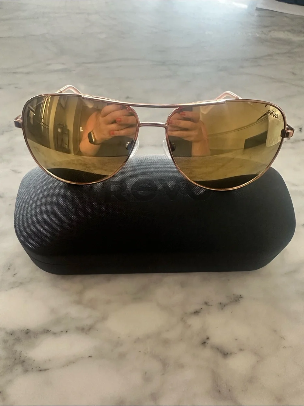 Revo - Relay Rose Gold Aviator Sunglasses